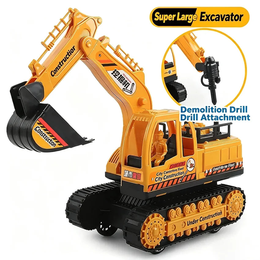 Large-Scale Boys Excavator Toy Car Inertia Baby Engineering Vehicle Digging Machine Model Children's Playset