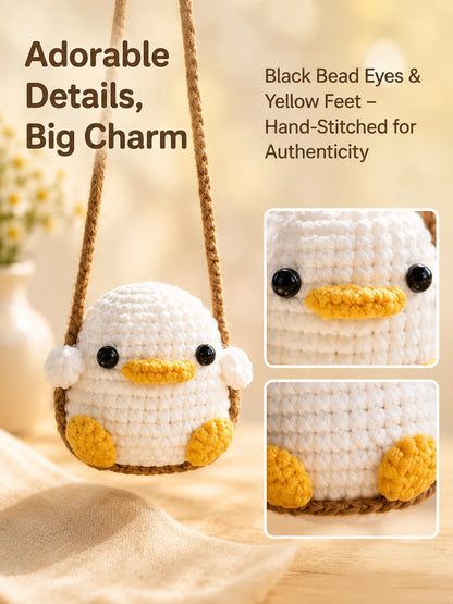 Cute Duck & Frog Car Hanging Ornament, Rearview Mirror Pendant, Kawaii Interior Decoration Gift, Fits Most Vehicles