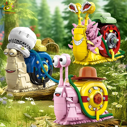 HUIQIBAO MOC Snail Insect Model Building Block Phone Bug Series Bricks Set Construction Toy For Children Desk Home Decoration