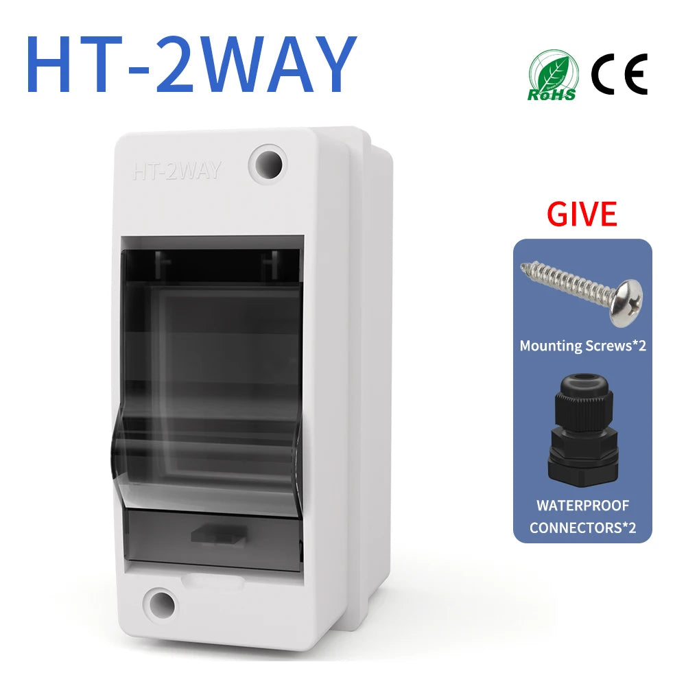 Distribution Box HT Series Junction Box 2/3 Way PC Plastic Outdoor Electrical IP65 Waterproof Fuse Boxes with Terminal DIN Rail