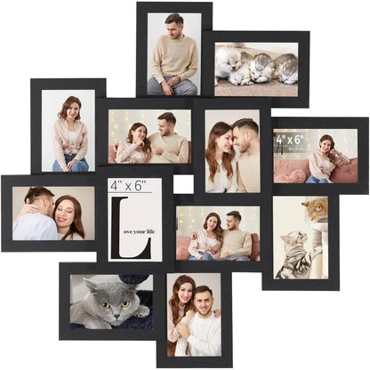 12pcs/set 4x6 Inch Collage Picture Frame Wall Decor Set Home Living Room Wall Hanging Photo Frames Multi-Photo Display