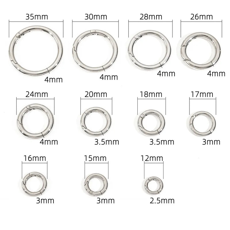 Stainless Steel Spring Gate O Ring Openable Keyring Bag Strap Buckle Trigger Snap Clasp Clip Connector DIY Accessories
