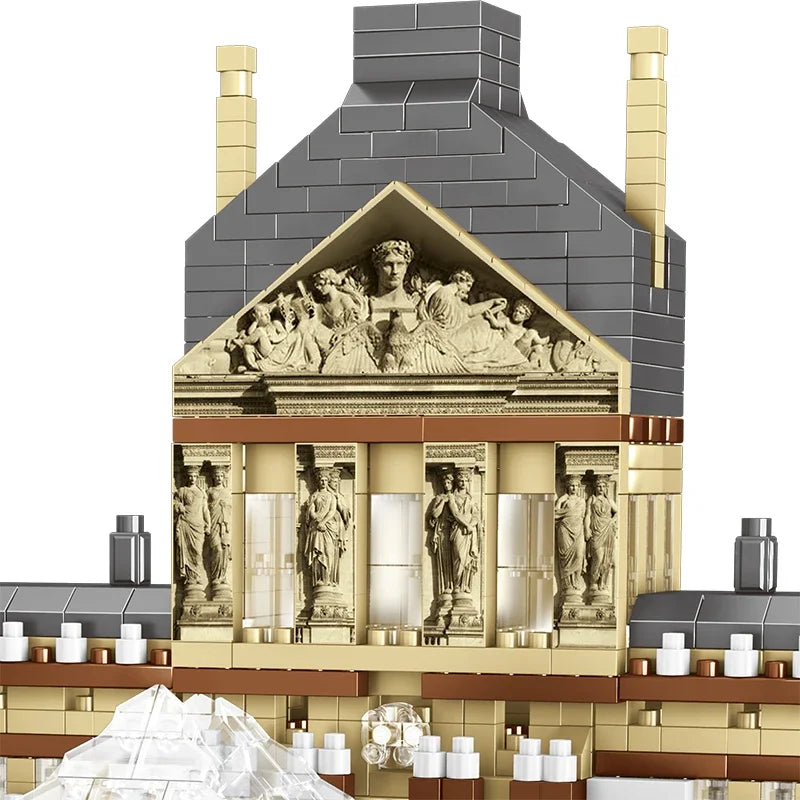 3377PCS Louvre Model Building Blocks World Famous Attractions Architectural Model Street View Bricks DIY Toys Gifts For Teenager