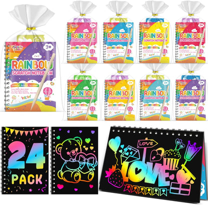 Scratch Rainbow Art Crafts Notebook Coloring Book Goodie Bags Stuffers Kit, Bulk Birthday Gift Classroom Prizes Girl Boy Toddler