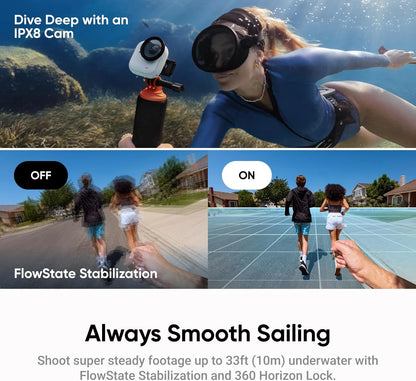 Insta360 GO Ultra 4K60fps Magnetic Action Camera 53g Ultra-Light FlowState Stabilization 10m Waterproof Vlog Camera