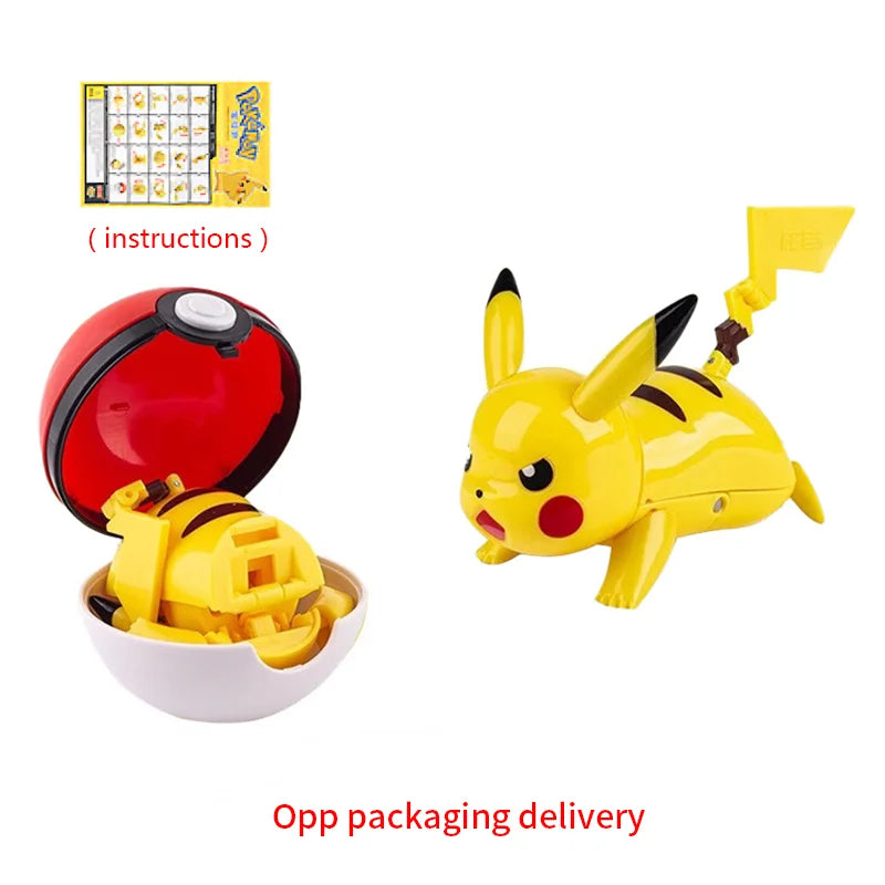 Pokemon Figure Dragonite Gengar Mew Snorlax Lapras Pokeball Elf Ball Deformation Toy Pikachu Monster Educational Doll Kids Gift