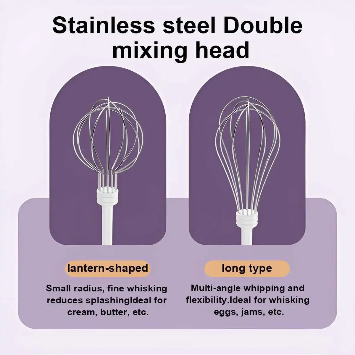 Electric Egg Beater Wireless Electric Food Mixer Handheld Mixer with 3 Speed Settings Baking Dough Cake Cream Milk Whisk