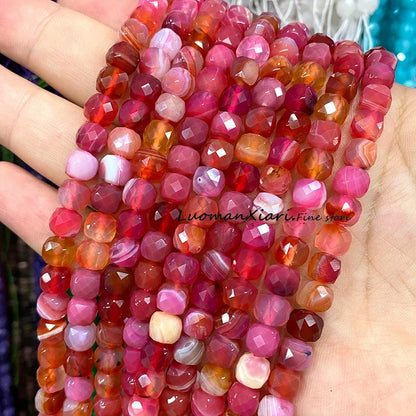 Natural Stone 7-8MM Faceted Square Lapis Lazuli Loose Cube Spacer Beads for Jewelry Making Diy Earrings Bracelets Accessories