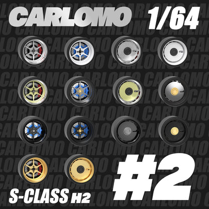 Carlomo S-Class Brand New 1/64 Alloy Wheels Rubber Tires with Brake Disc Assembly Rims for Model Diecast Car for model cars