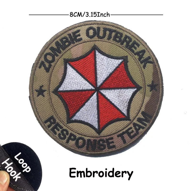 1PC,2PCS/ Umbrella Corporation PVC Rubber Morale Emblem,Biohazard Insignia Applique Embroidered patches,Tactical Backpack Badges