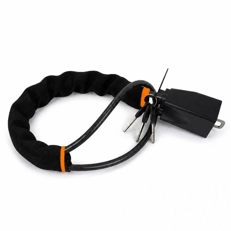 Universal Anti Theft Protection Device Car Steering Wheel Lock with Seat Belt Socket Steel Rope for Truck SUV Van RV with Keys