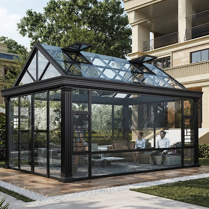 Aluminum Alloy Sunroom Glass House Modern Soundproof Solarium with Laminated Safety Glass Customizable Terrace Enclosure
