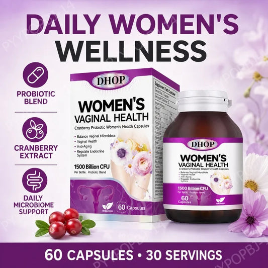 Women's Probiotic Capsules with Cranberry Extract 50 Billion CFU Multi Strain Probiotic Blend Daily Wellness Supplement 60 Count