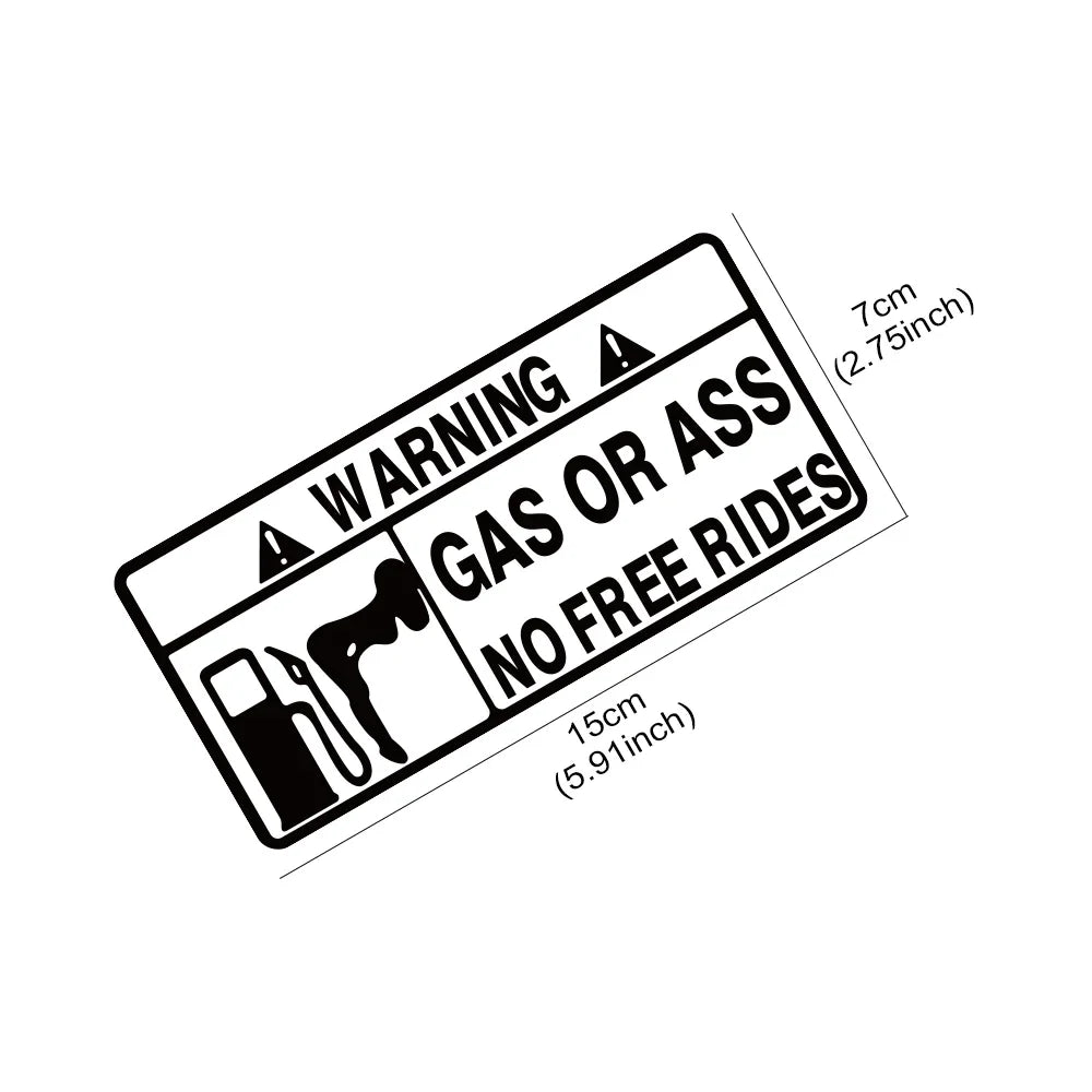 15x7cm Gas or Ass Car Sticker Window Windshield Creative Free Ride Vinyl Decals for Truck Motorcycle Vans Pickup Fuel Tank Decal