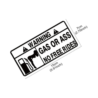 15x7cm Gas or Ass Car Sticker Window Windshield Creative Free Ride Vinyl Decals for Truck Motorcycle Vans Pickup Fuel Tank Decal