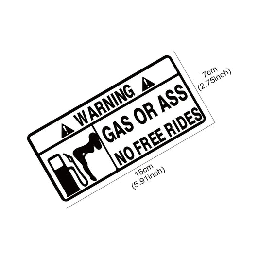 15x7cm Gas or Ass Car Sticker Window Windshield Creative Free Ride Vinyl Decals for Truck Motorcycle Vans Pickup Fuel Tank Decal