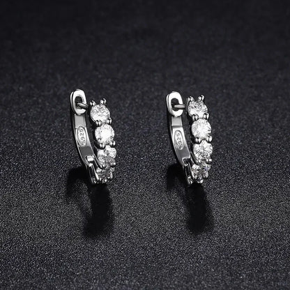 NeeTim 3mm D Color Moissanite Earrings 925 Sterling Silver Plated White Gold Hoop Earring for Women Wedding Party Fine Jewelry