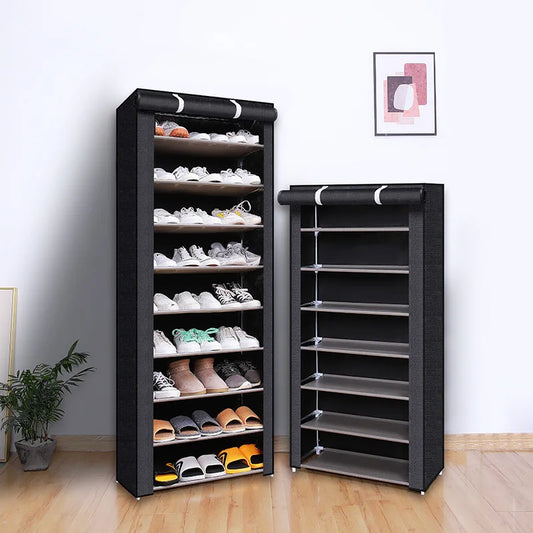 6, 8, and 10-Tier Multi-Color Dust-Proof Shoe Racks with Dust-Proof Rolling Shutter Doors, Easy to Assemble, Space-Saving Home Storage Cabinets, Suitable for Bedrooms, Entrances, Hallways, Living Rooms, Homes, Dormitories, an