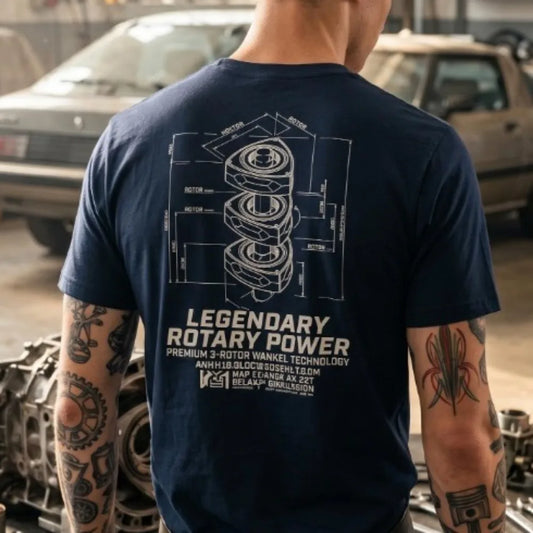 Legendary 3-Rotor Wankel Technology Shirt JDM Rotary Power Blueprint Tee RX7 Enthusiast Gift Japanese Engineering Clothes