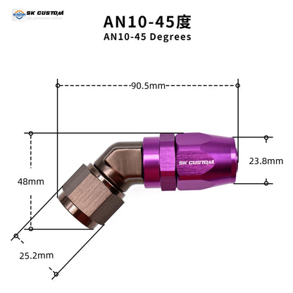 Universal Oil Pipe Female Forged Hose End Fitting Wire Braided Oil Tube Adapter Oil Radiator Fitting Aluminum Alloy AN6 AN8 AN10