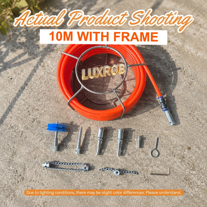3-20M Drain Cleaning Hose 10mm 65Mn Spring Steel Pipe Sewer Drain Auger Cleaner with 9pcs Accessories for Pipeline Dredge Tool