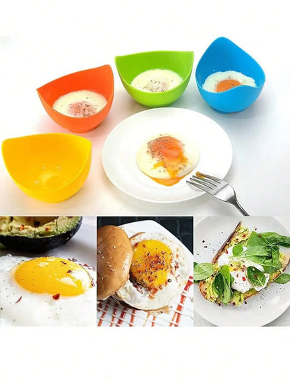 4pcs In Random Colors Egg Boiler Mold Cup, Silicone Egg Poachers, Poached Egg Cups For Microwave Air Fryer Stovetop Egg Cooking