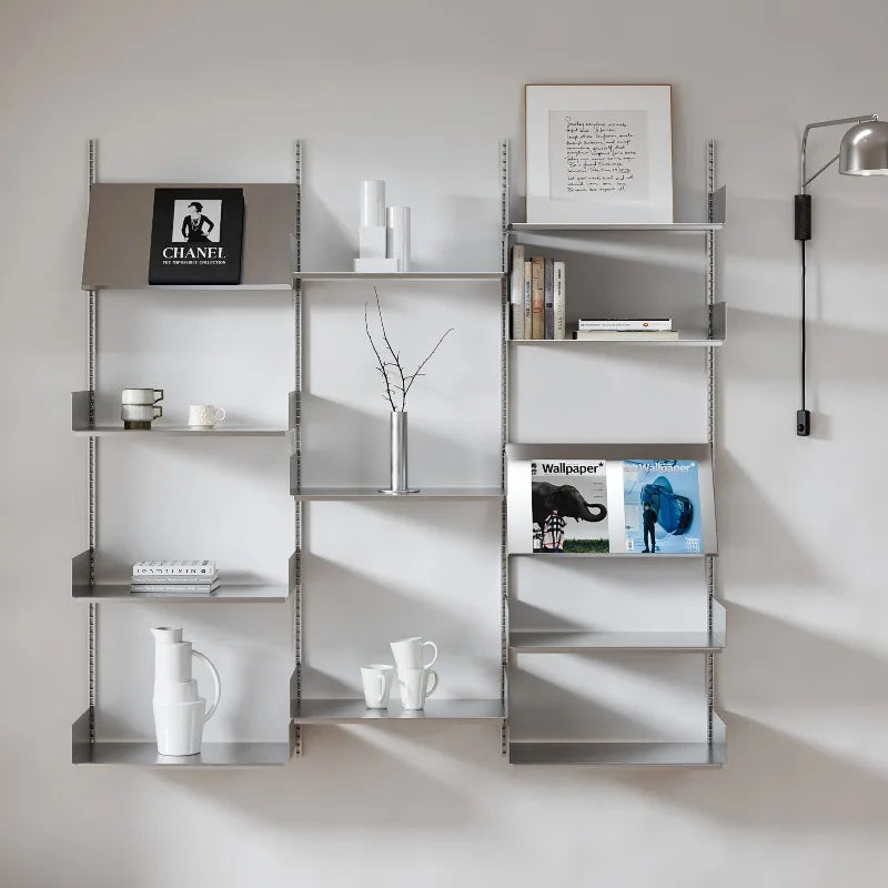 Stainless Steel DIY Bookcase for Living Room Modular Storage Shelf  Space Saving Display Organizer Wall Mounted Showcase System