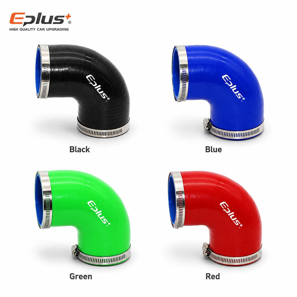 EPLUS Universal 4-Ply 90 DegreesSilicone Silicone Hose Coupler Reinforced Turbo Intake Intercooler Pipe Joiner Adapter Blue Blac