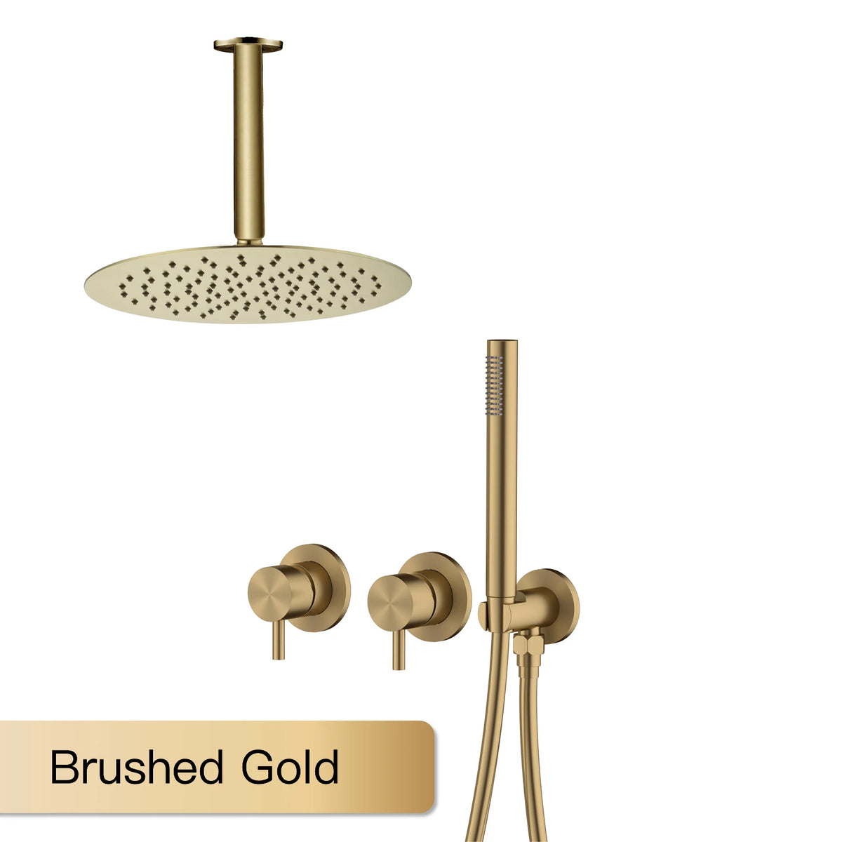 AITANA Minimalist Bathroom Brushed Nickel Shower System Wall-Mounted Modern Embedded Dual Function Rainfall And Handheld Brass