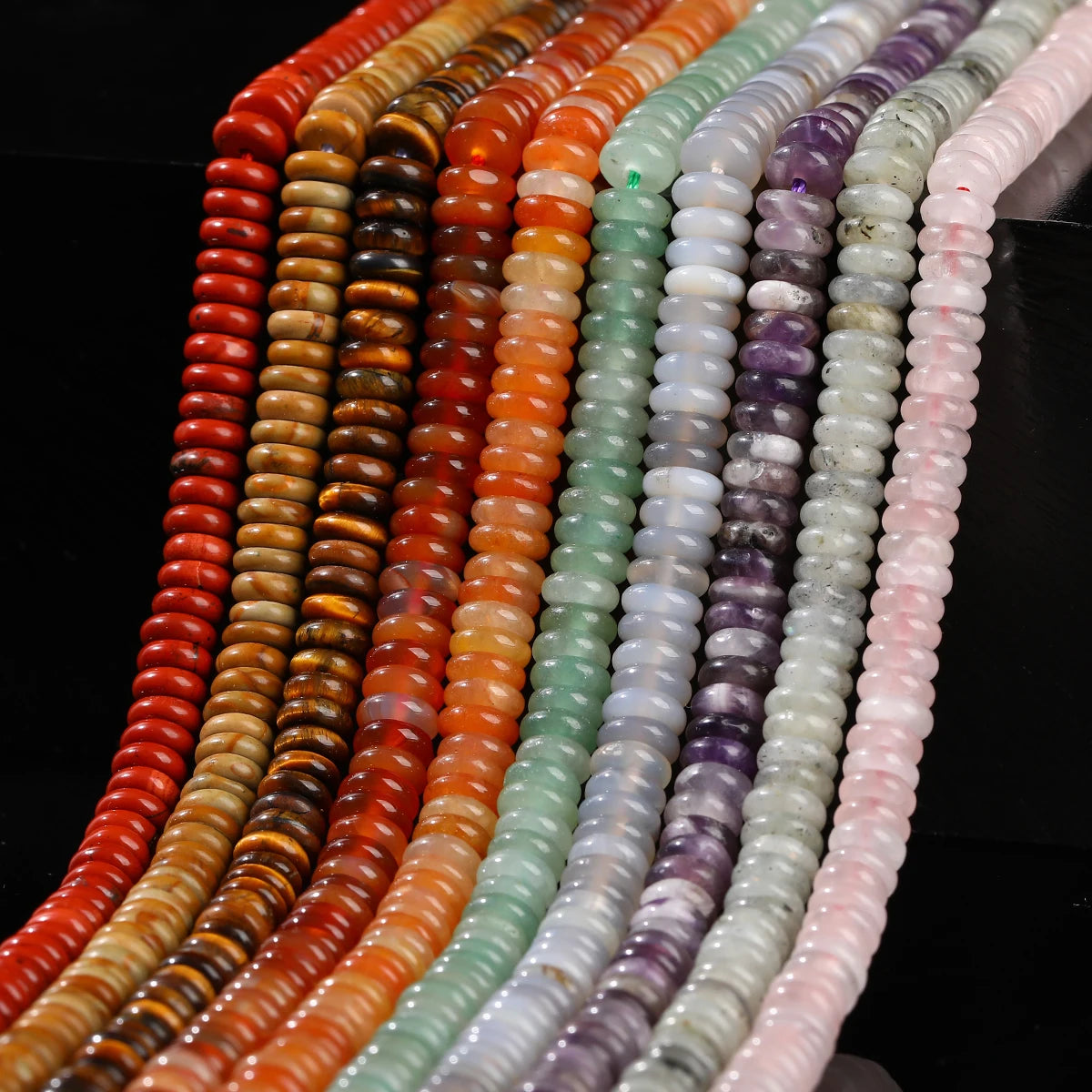 6x2mm Natural Stone Amethyst Pink Quartz Flat Rondelle Bead Smooth Loose Bead for Jewelry Making DIY Bracelet Necklace Accessory