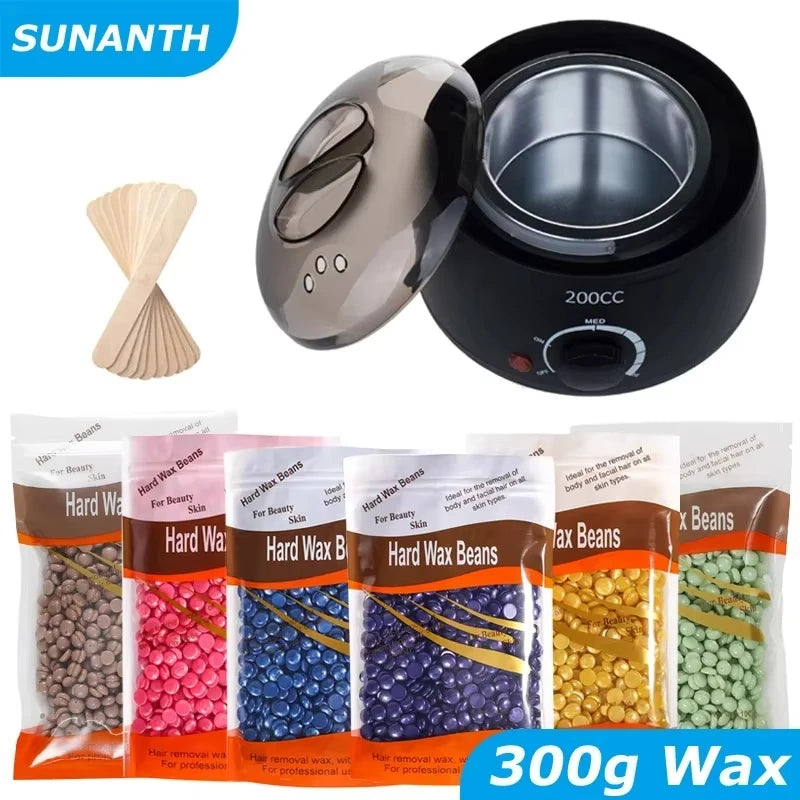 200ml Hair Removal Tool Smart Warmer Wax Heater Hands Feet Epilator Depilatory Skin Care Paraffin Wax Machine Kit+Wax Beans