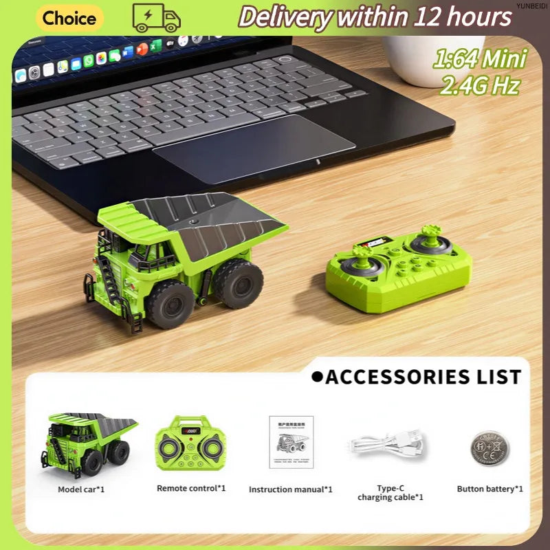 1:64 Mini Remote Control Alloy Excavator Truck Forklift with Trailer Worktop  Bluetooth 2.4GHz RC Car Child's Toy Holiday Gifts