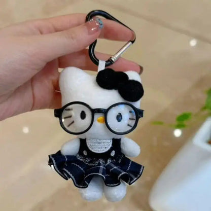 Hello Kitty Super Cute Glasses Junior Doll Bag Pendant Cartoon Cute Plush Doll Keychain