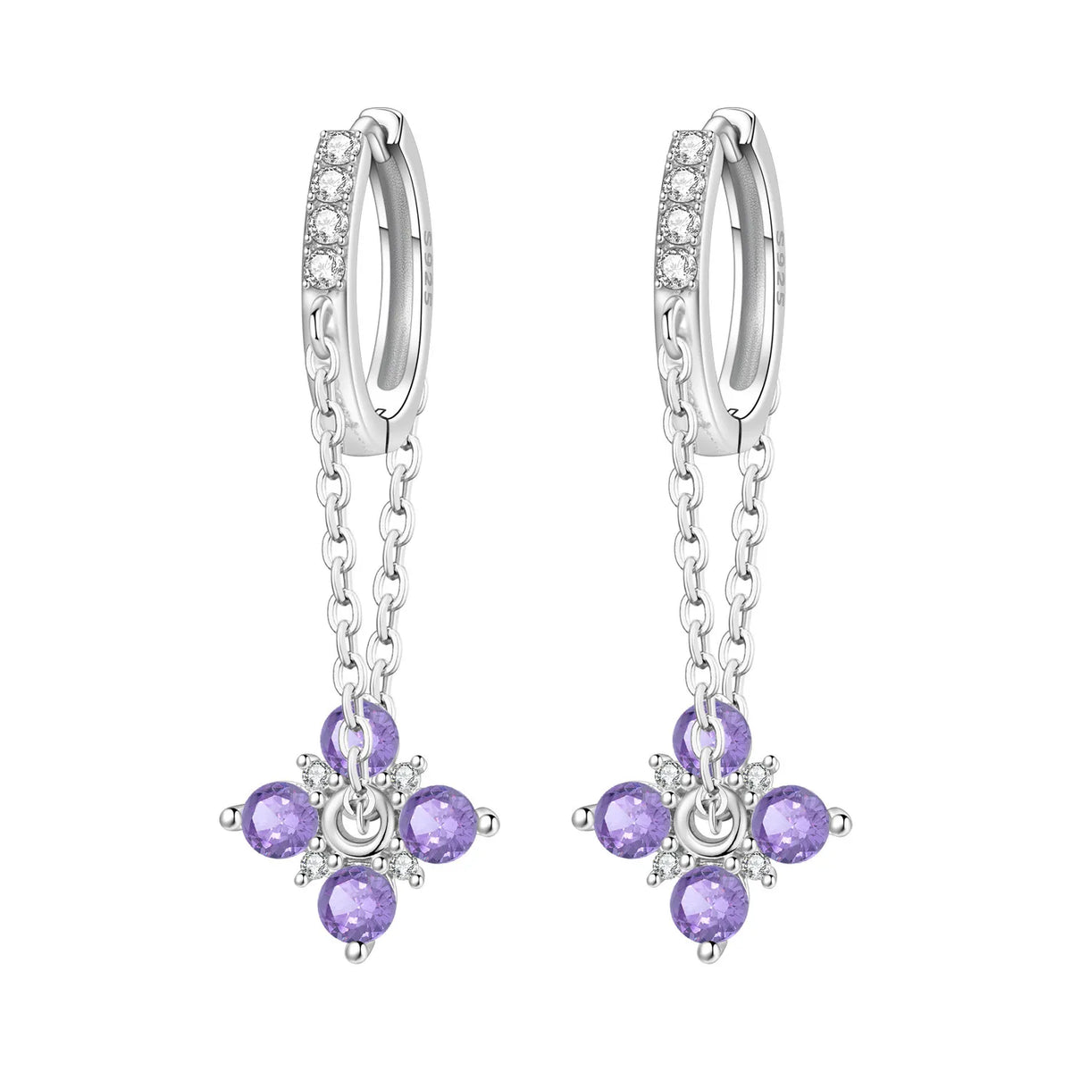 Orstarry Original 925 Sterling Silver Blue Iris Flower Earrings Women Hoop Earring Anniversary Jewelry Trendy Gifts