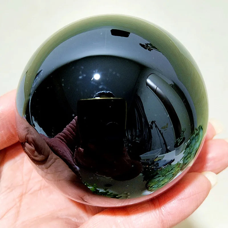 Natural Obsidian Crystal Ball Stone Sphere Home Room Decoration Diviner Circular Wedding Photography Healing Crystals