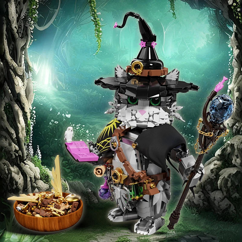 New 1400+pcs Wizard Cat Magic Animal Building Blocks Set Educational DIY Toys for Kids Adult Gifts MOC Creative Bricks Toy Model