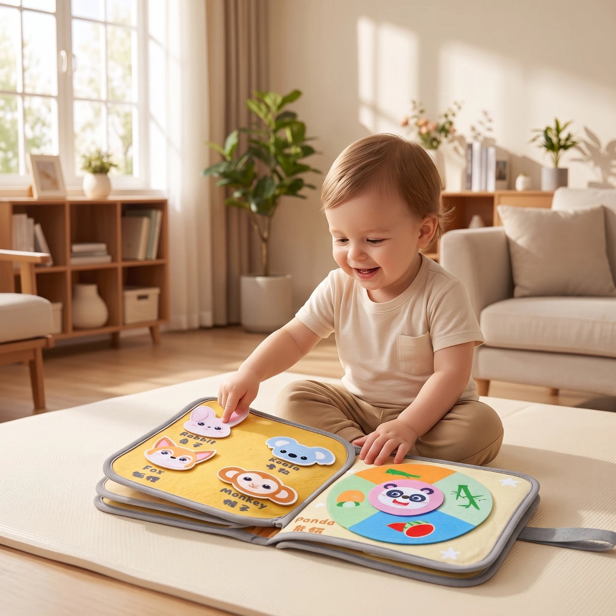Cloth Book with Hook-and-Loop Early-Learning Baby Soft Book Sensory Educational Toy Long-Lasting Hands-on Learning for Babies