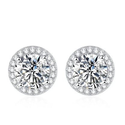 Tezzc Moissanite Stud Earrings for Women 925 Sterling Silver Green Blue Pink Red Black Blue Sparkling Moissanite Studs Earring