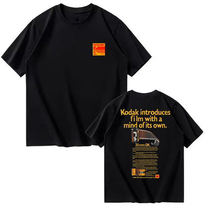 Kodak Summer Brand Men T-shirt Cotton Solid Color Daily Graphic Print Casual Breathable Short Sleeve Top Tees Women Clothing