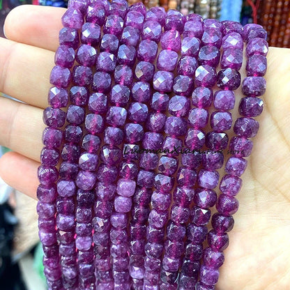 Natural Stone 7-8MM Faceted Square Lapis Lazuli Loose Cube Spacer Beads for Jewelry Making Diy Earrings Bracelets Accessories