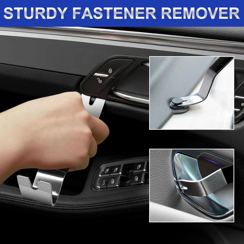 Auto Trim Removal Tool Kit 6PCS Metal Pry Tool Fastener Remover Pry Bar Set for Vehicle Door Audio Radio Dashboard Repair Kit