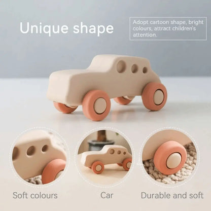 Hand-Eye Coordination Teether Silicone Teether Food Grade BPA Free Silicone Car Cartoon Baby Silicone Car Children