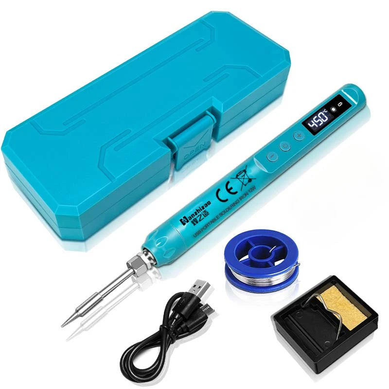 USB Digital Display Soldering Iron Type C Interface Mini Soldering Iron Set 260-420 ℃ Five Temperature Switching