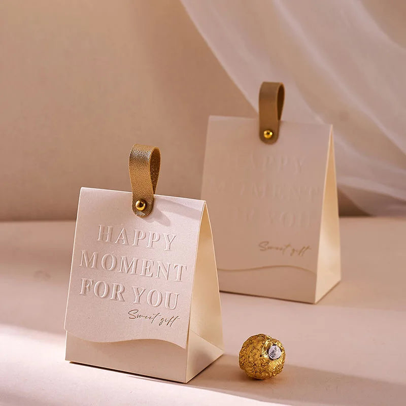 10pcs Creative Leather Portable Gift Box High-end Portable Wedding Candy Paper Box Party Packaging Supplies Paper Box