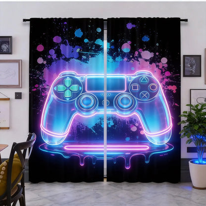 2Pcs Gamer Game Controller Blackout Curtains Bedroom Decor Playroom Living Room For Bedroom Living Room And Office Decor