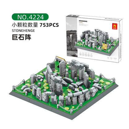 WANGE City Architecture Sydney Opera Santorini Building Blocks Chamartin Stadium Mosque Assembled Model Collection Toys For Gift