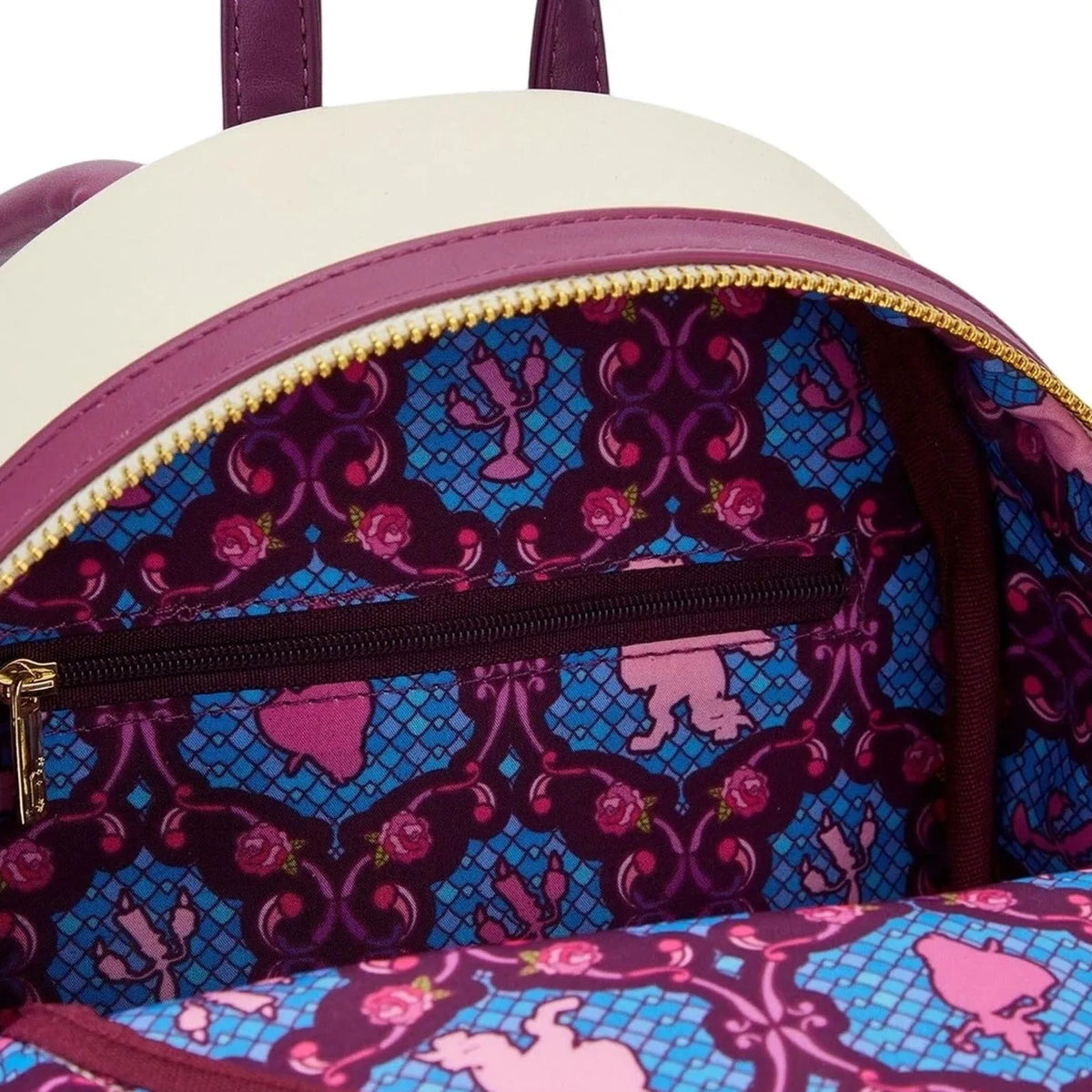 New Loungefly Beauty and The Beast Belle Stained Glass Portrait Mini Backpack Wallet