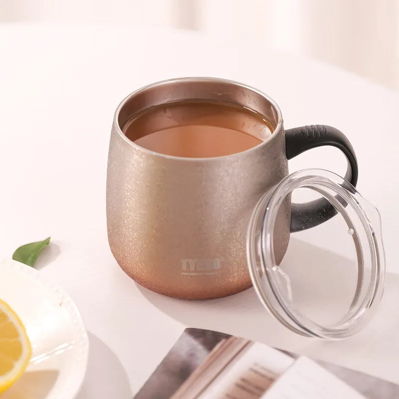 Tyeso Portable Stainless Steel Handheld Insulated Cup Coffee Cup Large Capacity Creative Insulated Design for Home Office Item