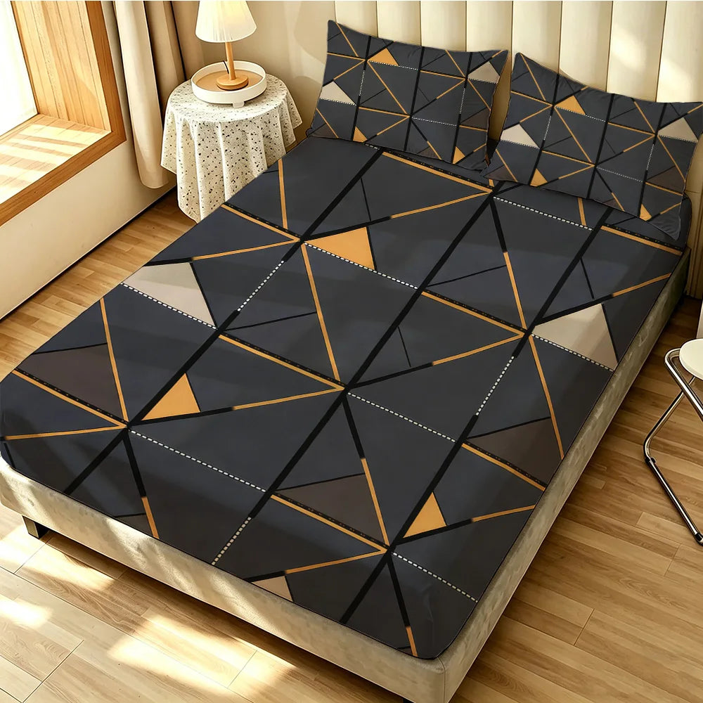 3pcs 100% Polyester Brushed Print Bedding Bedrooms Homes Hotels Soft Bed Sheet Set Without Core 1Bed Sheet 2 Pillowcases