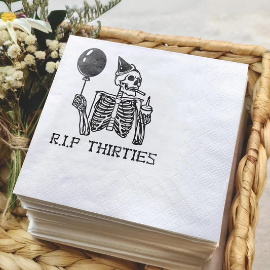 20pcs Funny RIP Thirties Cocktail Napkins Death To My 30s Dirty 40 Birthday Party Home Table Accessory Halloween Party Decorate